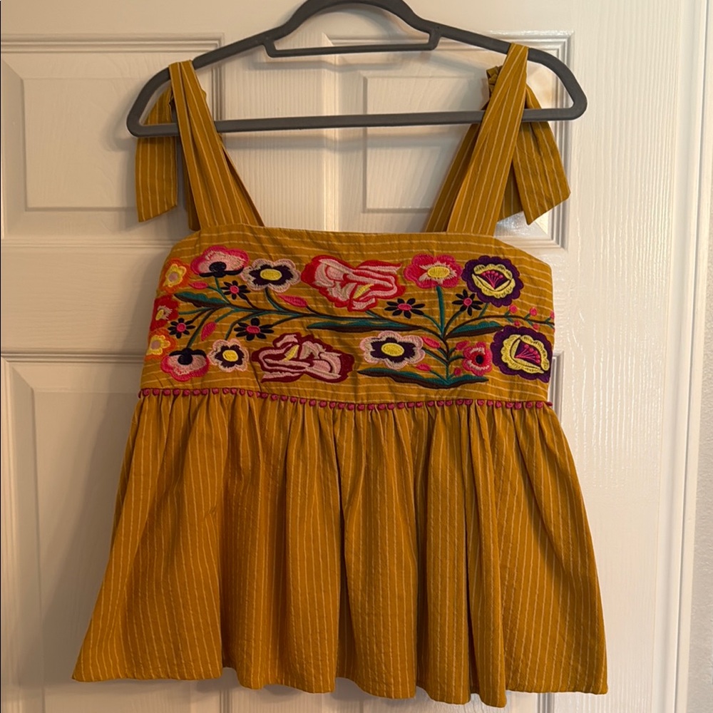 Embroidered Mustard Blouse